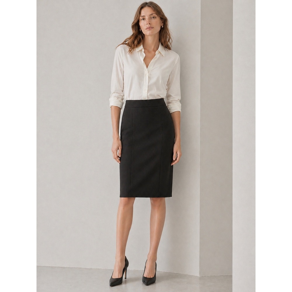 J.Crew Womens Professional Stretch Wool Pencil Skirt Black 2 Office Career Wear
